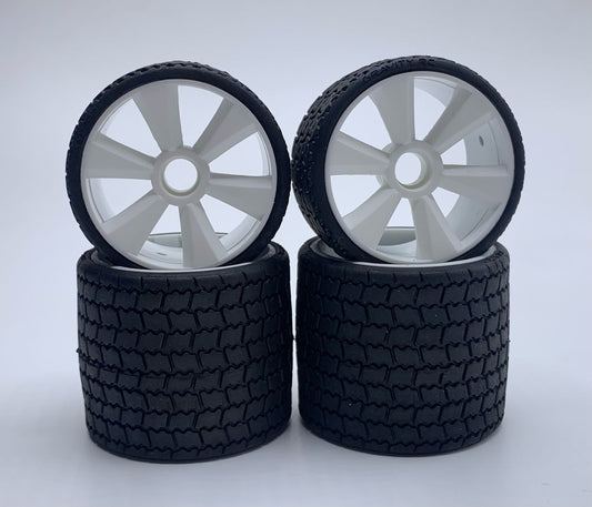 Gravity TYPE12 12th scale rubber tires, white wheel, set of 4, pre glued