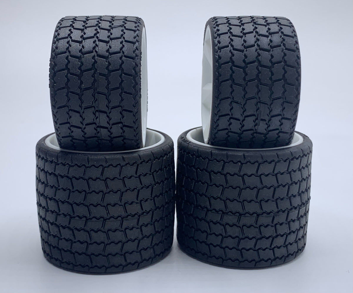Gravity TYPE12 12th scale rubber tires, white wheel, set of 4, pre glued